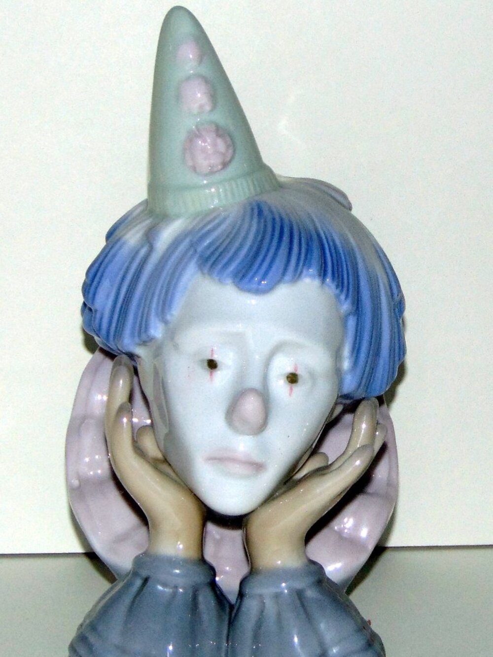 Lladro Style Porcelain Jester Sad Clown Figurine